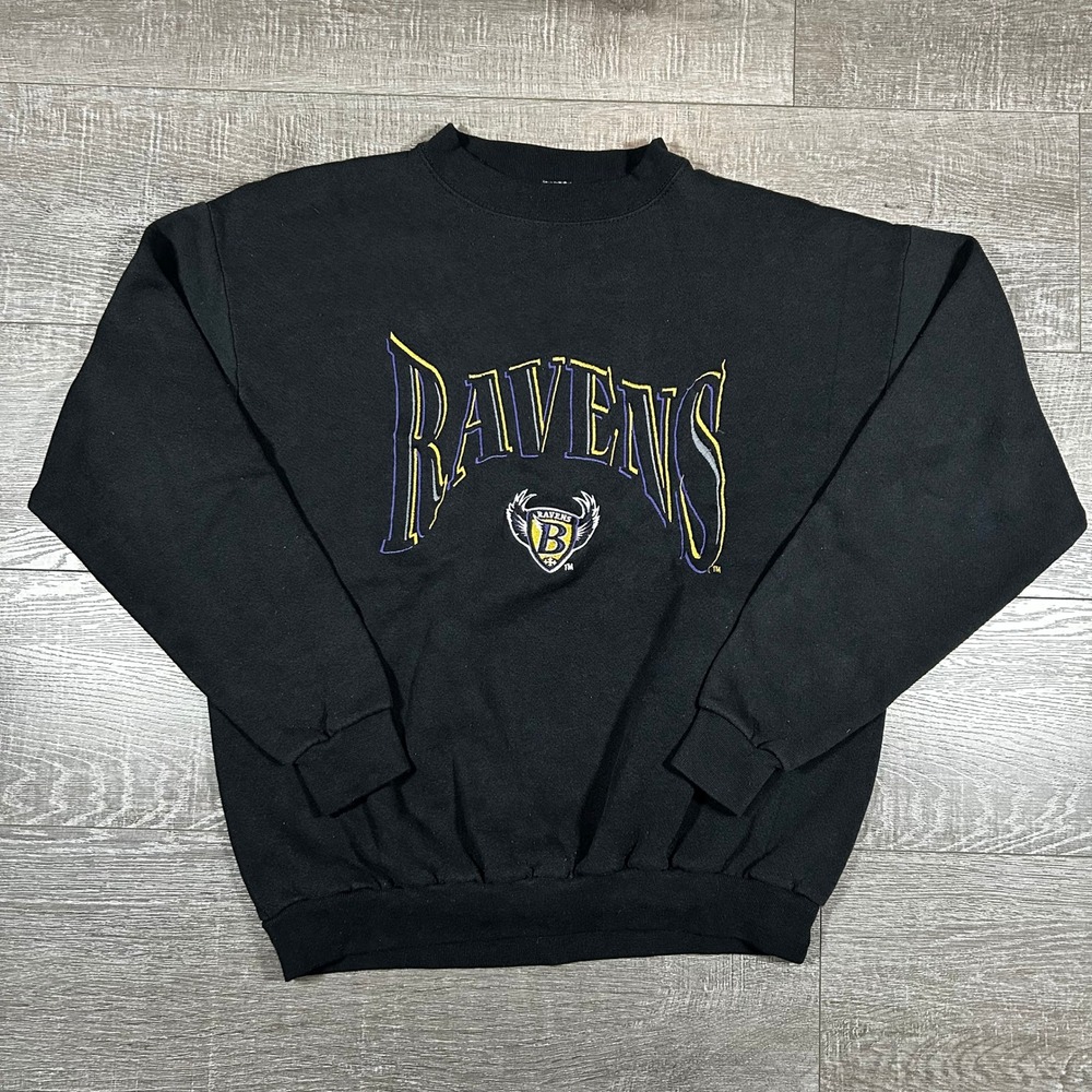 Vintage Baltimore Ravens Logo 7 Sweatshirt Black Heavy Weight Medium USA Made